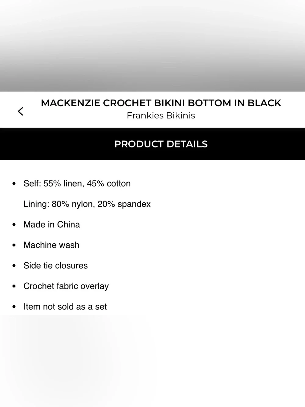 FRANKIE’S BIKINIS ❤️‍🔥 MAKENZIE CROCHET BIKINI BOTTOM IN BLACK NWT